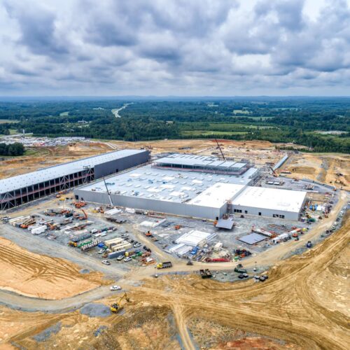 Aerial view of industrial construction site