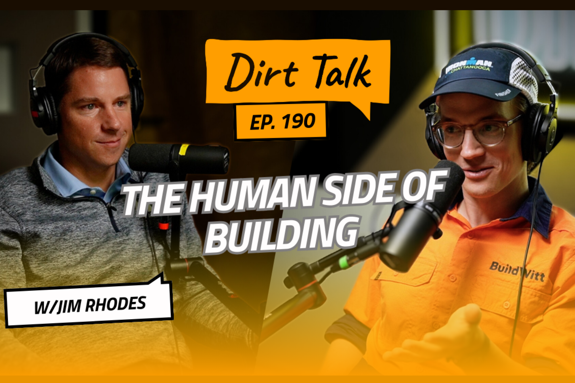 Two men podcasting with microphones, Dirt Talk Ep. 190.