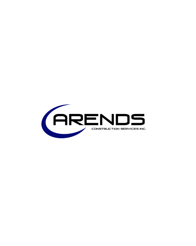 AREND in black with a blue curved line around the A.