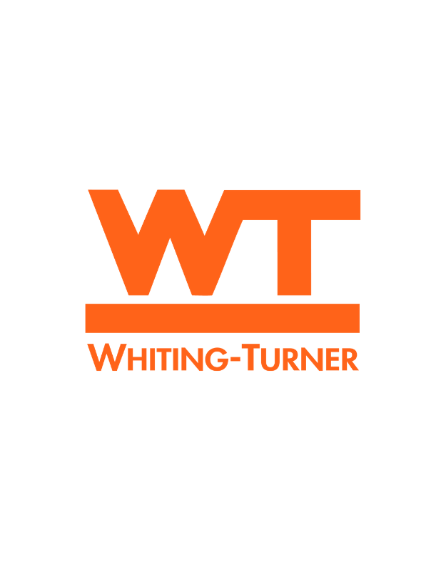 Orange WT letters above a bar and Whiting-Turner name.